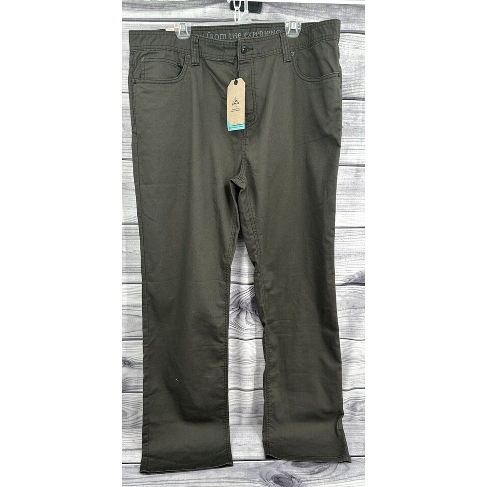 PRANA BRIDGER JEAN SLIM FIT STRAIGHT‎ LEG PANTS Men's Size 40 X 28 BLACK OLIVE